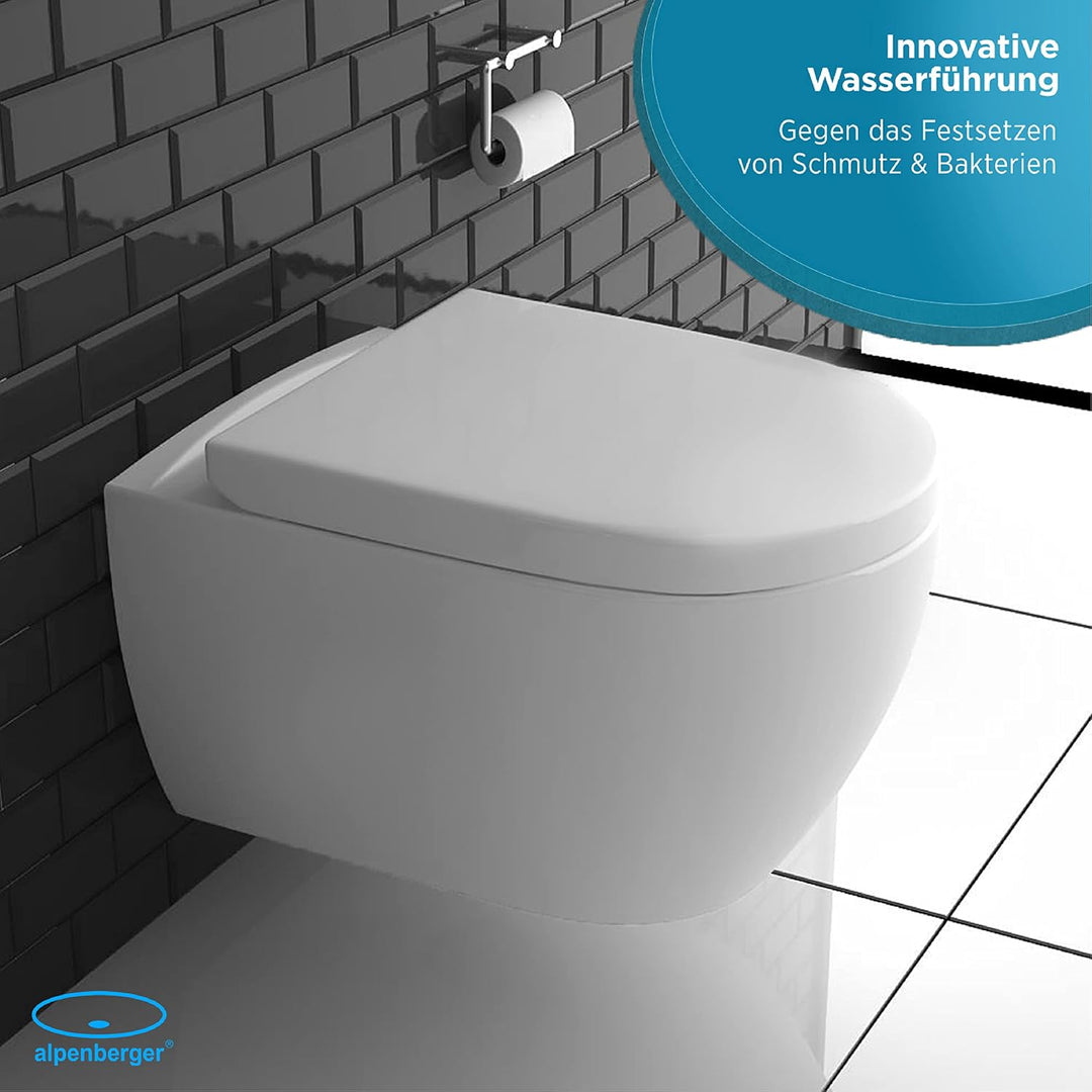 Alpenberger Wand-WC spülrandlos mit Bidet-Funktion & Soft-Close Sitz – Dusch-WC für Geberit & gängige Vorwandelemente