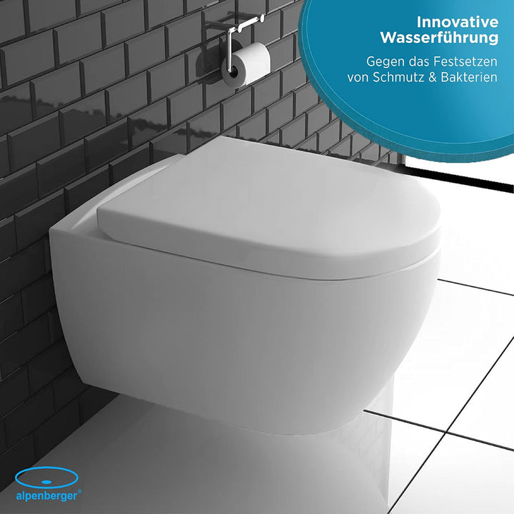 Alpenberger Wand-WC spülrandlos mit Bidet-Funktion & Soft-Close Sitz – Dusch-WC für Geberit & gängige Vorwandelemente
