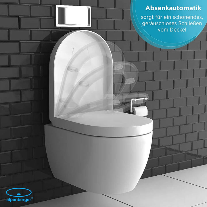 Alpenberger Wand-WC spülrandlos mit Bidet-Funktion & Soft-Close Sitz – Dusch-WC für Geberit & gängige Vorwandelemente