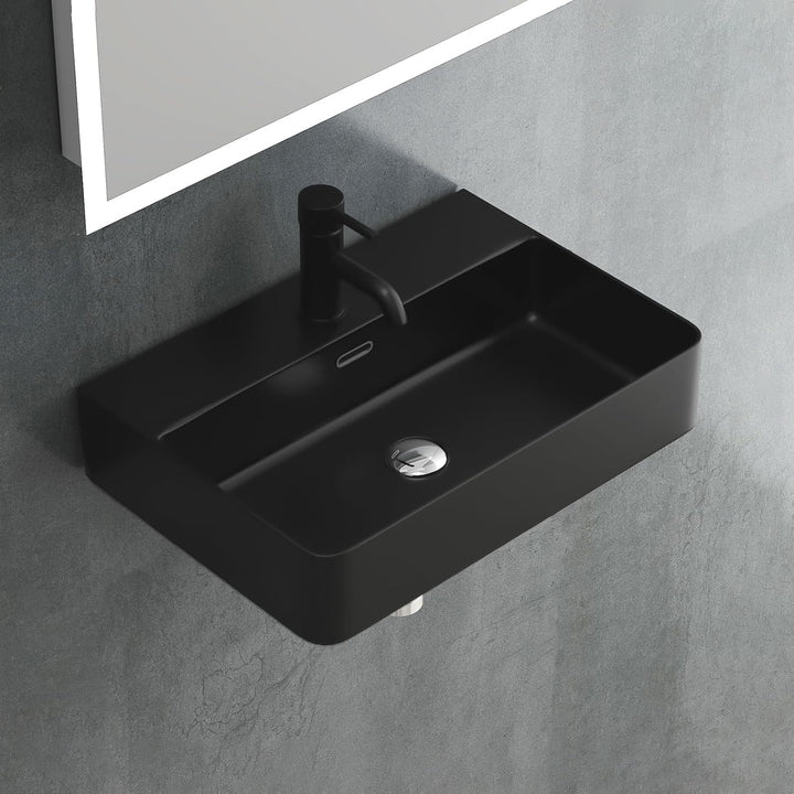 Alpenberger 491-SCHWARZ Aufsatz & Hänge Waschbecken mit Nanobeschichtung