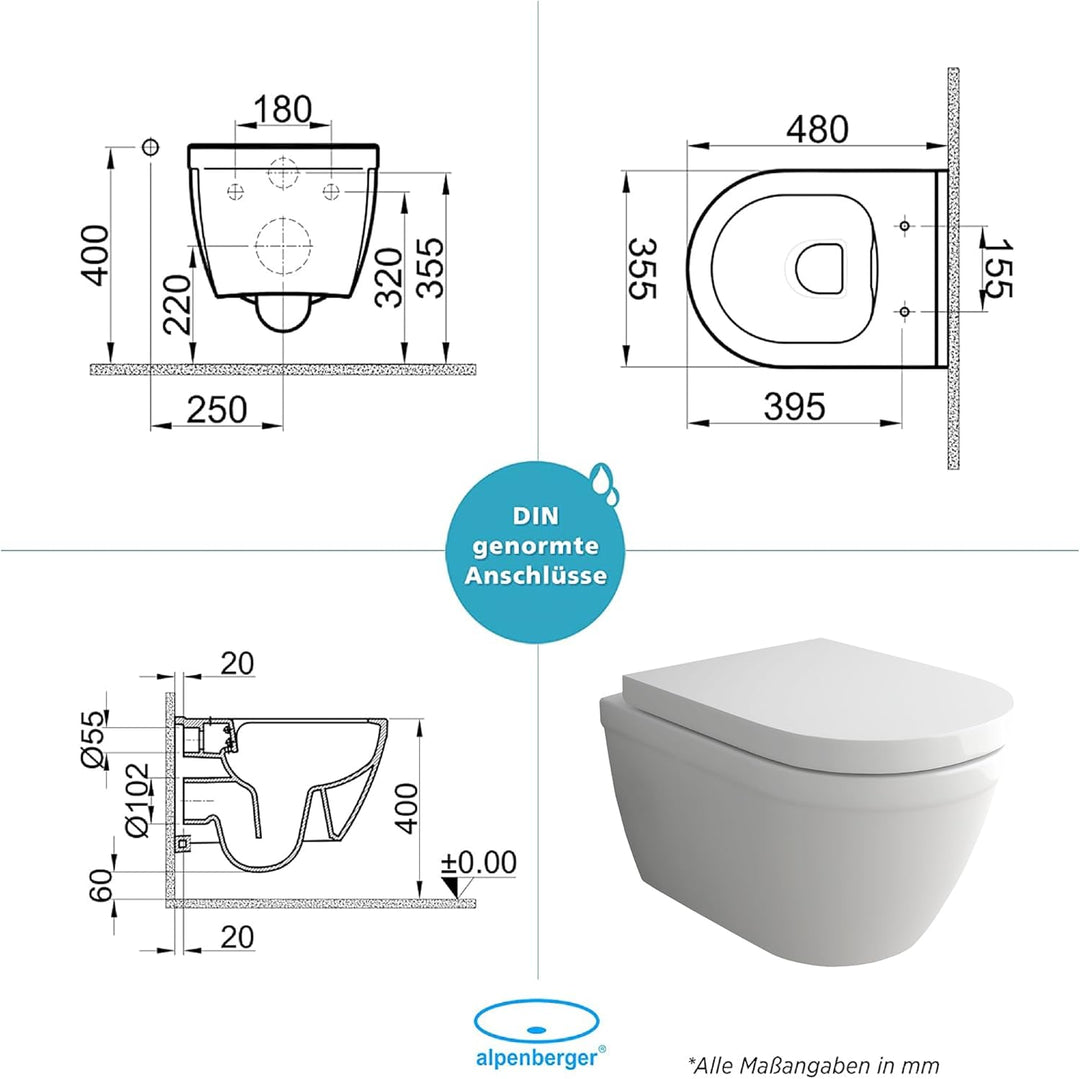 Alpenberger Almeira 8202 Hänge WC mit Nanobeschichtung Antibakteriell