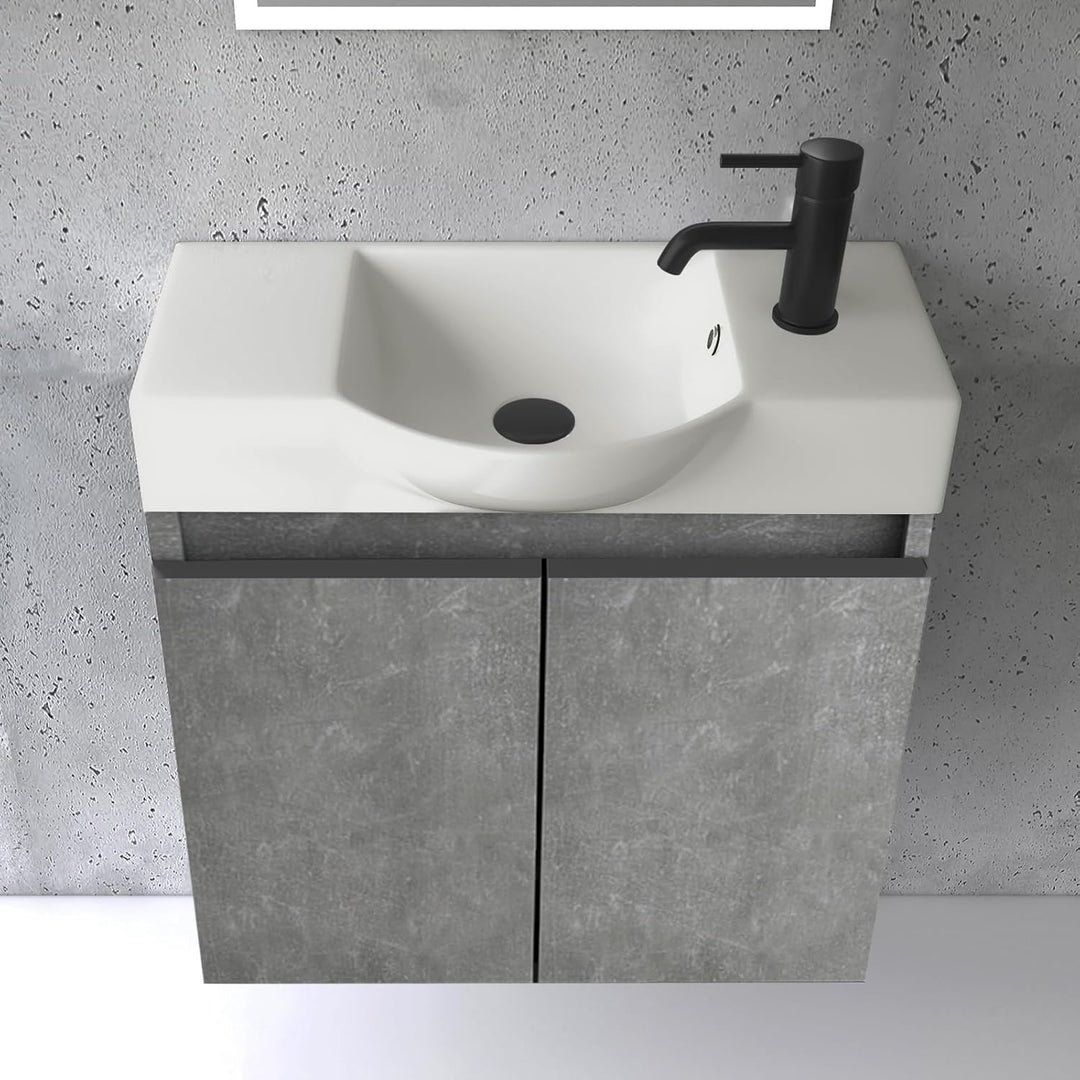Alpenberger Lugano-550 Badmöbel Set Grau mit Soft-Close Unterschrank