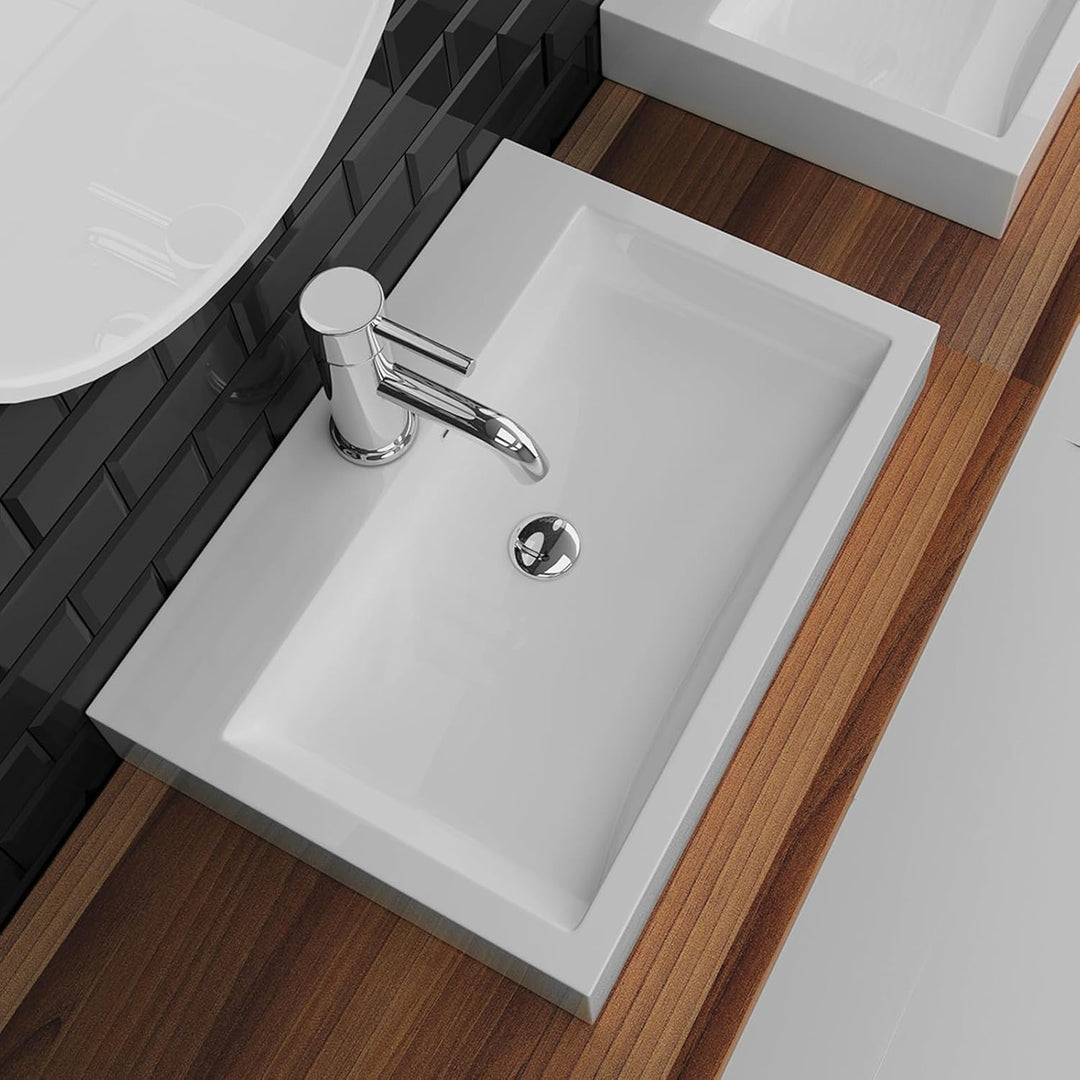 Alpenberger Sera 600 Waschbecken Hänge- & Aufsatzbecken mit Überlauf