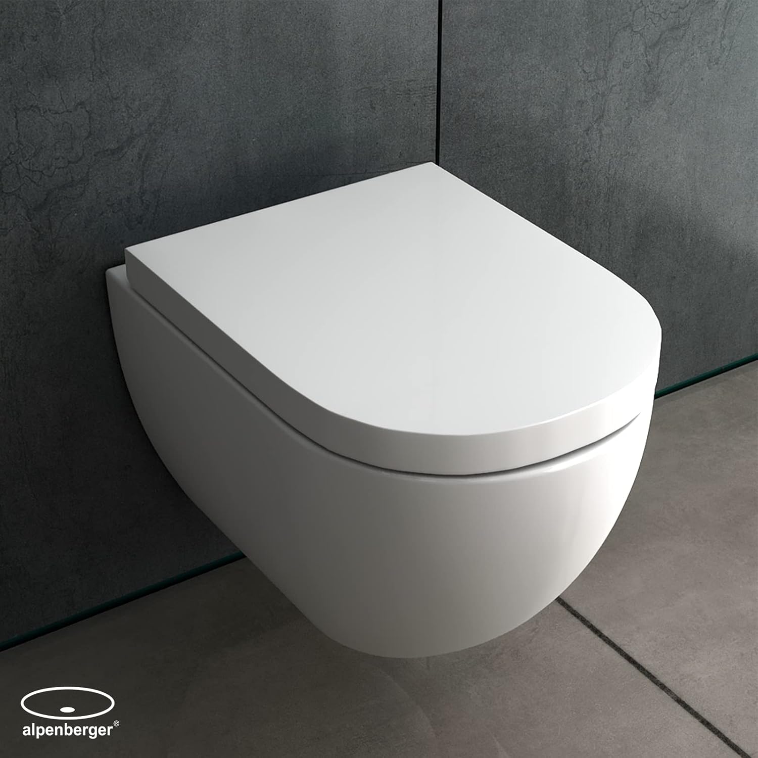 Alpenberger WC senza bordi per lavastoviglie, WC in ceramica con rivestimento nano | sedile WC con abbassamento automatico | WC sospeso per bagno | WC moderno per ospiti | lavastoviglie adatto Geberit Alpenberger WC senza bordi per lavastoviglie, WC in ceramica con rivestimento nano | sedile WC con abbassamento automatico | WC sospeso per bagno | WC moderno per ospiti | lavastoviglie adatto Geberit