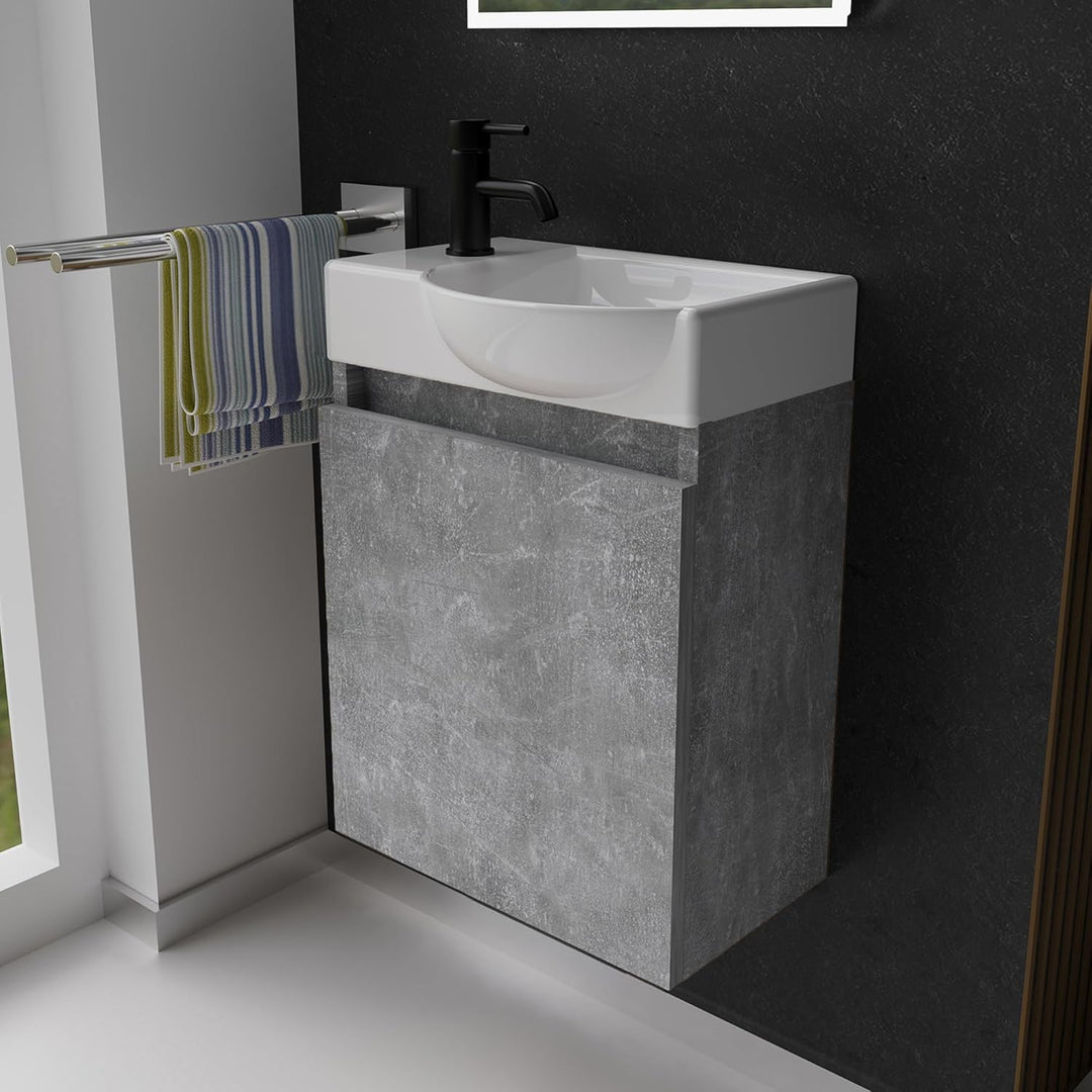 Alpenberger Keramik Waschbecken 340-Lugano-450 + Unterschrank Lugano-450 – Rechts oder Links – Verschiedene Farben