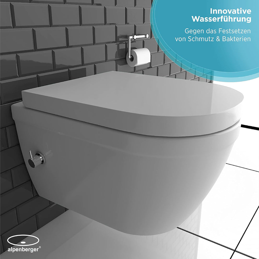 Alpenberger Almeira 8250 Hänge Dusch WC mit Armatur & Spülrandlos