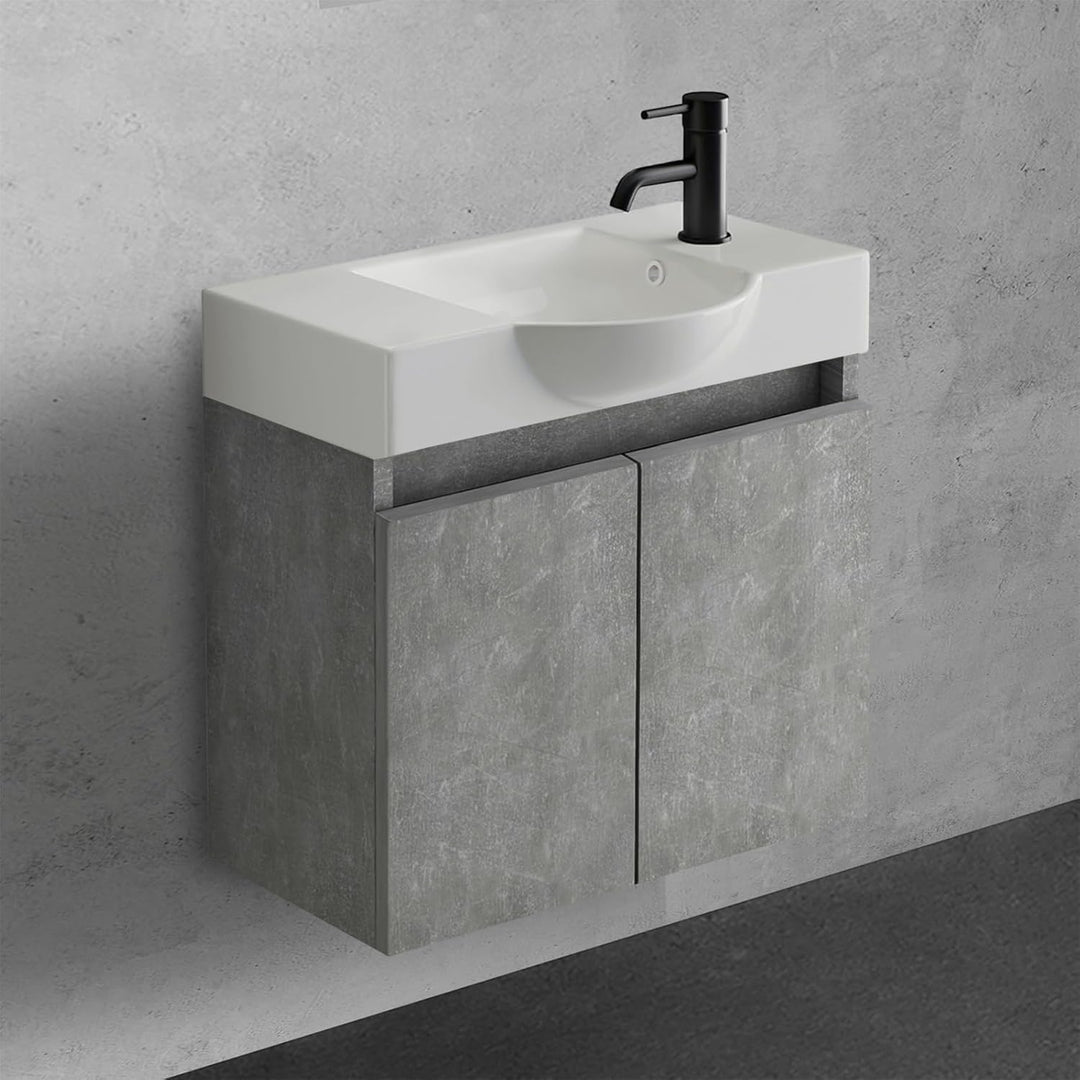 Alpenberger Lugano-550 Badmöbel Set Grau mit Soft-Close Unterschrank