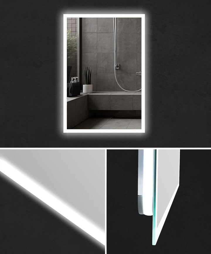 Alpenberger Keramik Waschbecken Lugano-450-Links + Unterschrank Lugano-450-Links-Weiss + Spiegel Viva 45