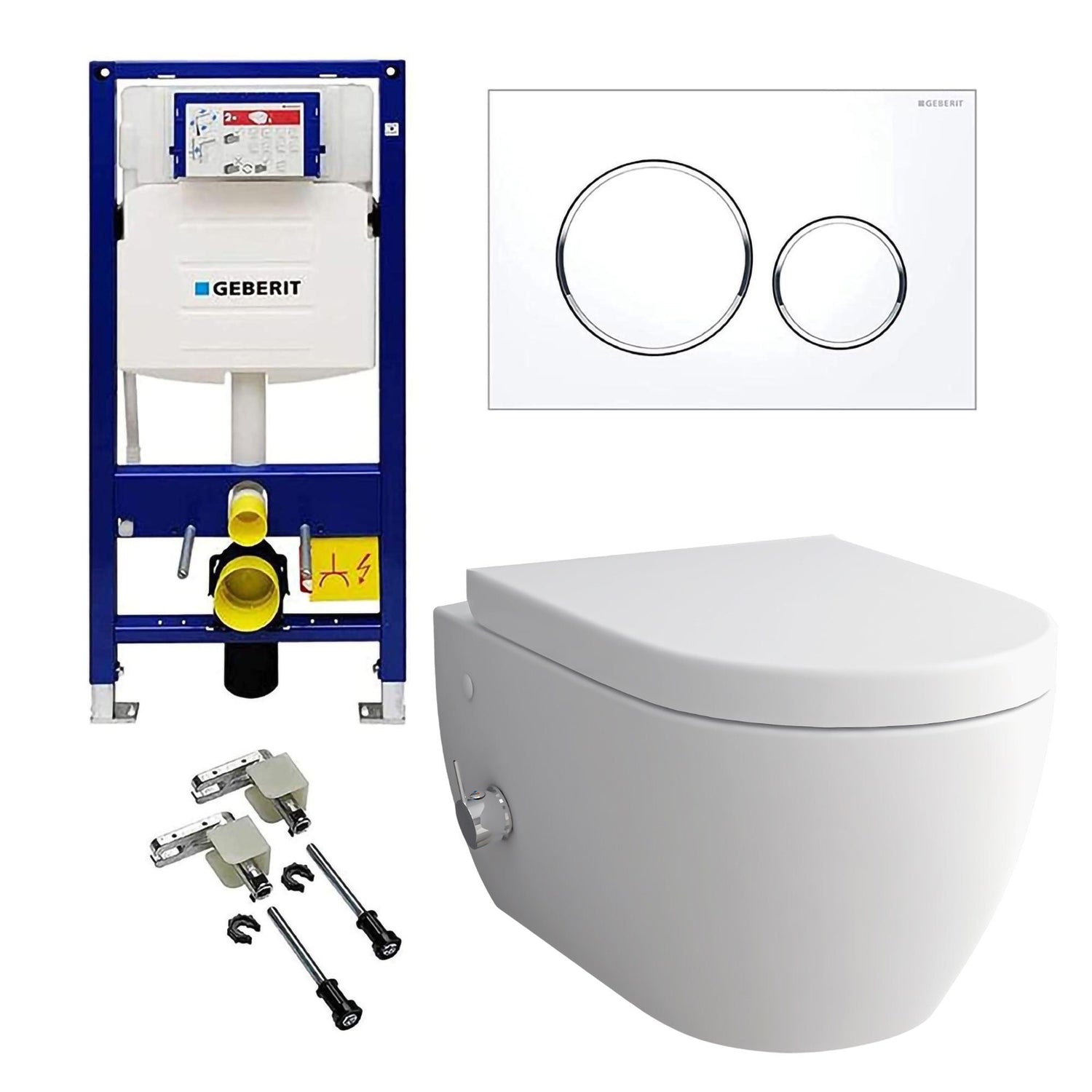 Alpenberger Wand-WC Set spülrandlos mit Bidet-Funktion & Einhebelmischer – Geberit UP320 inkl. Sigma 20 Platte