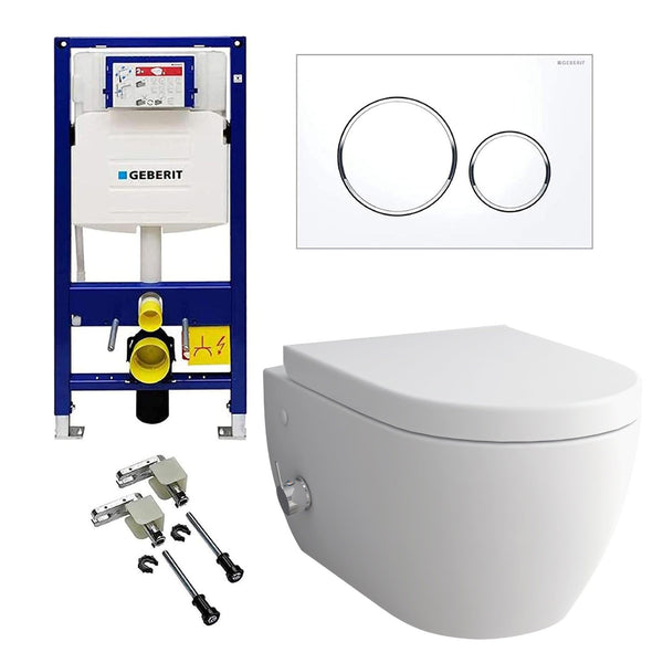 Alpenberger Wand-WC Set spülrandlos mit Bidet-Funktion & Einhebelmischer – Geberit UP320 inkl. Sigma 20 Platte
