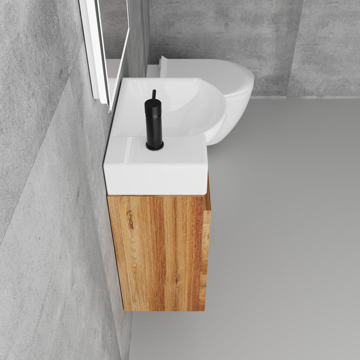 Alpenberger Lugano 450 Badmöbel Set Bamboo mit Softclose & LED Spiegel