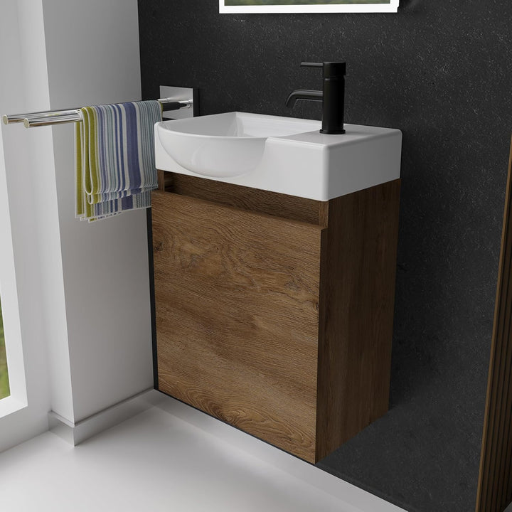 Alpenberger Keramik Waschbecken 340-Lugano-450 + Unterschrank Lugano-450 – Rechts oder Links – Verschiedene Farben
