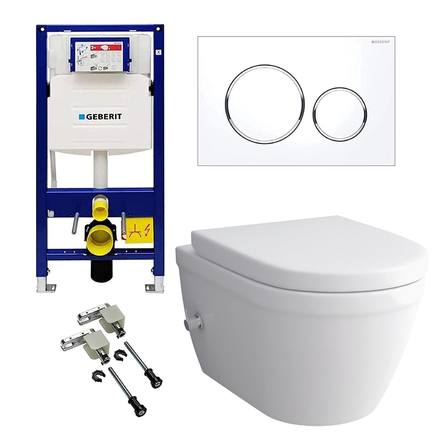 Alpenberger Wand-WC Set spülrandlos mit Bidet-Funktion & Einhebelmischer – Nano-Beschichtung & Geberit UP320 inkl. Sigma 20