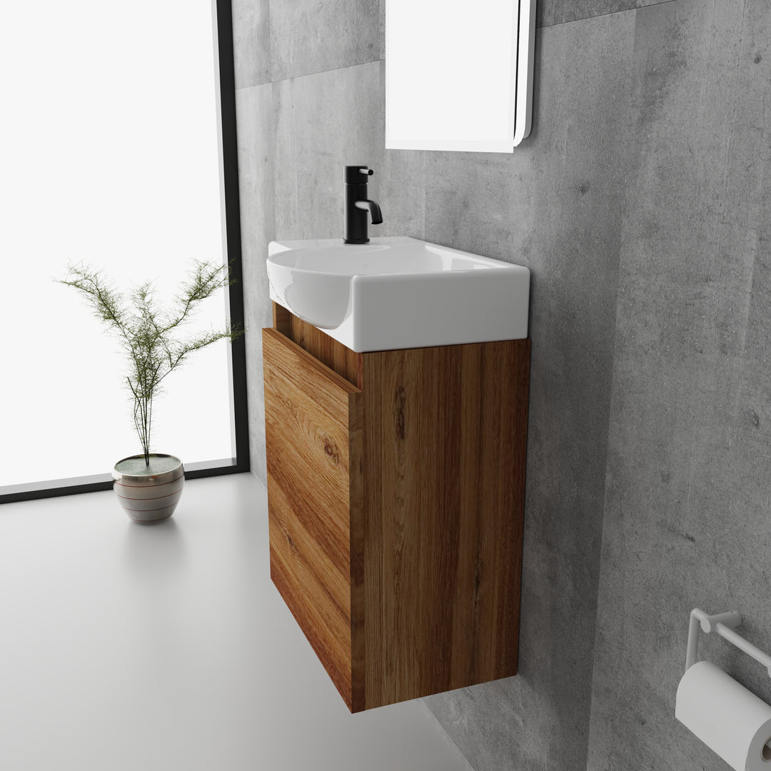 Alpenberger Lugano 450 Badmöbel Set Bamboo mit Softclose & LED Spiegel