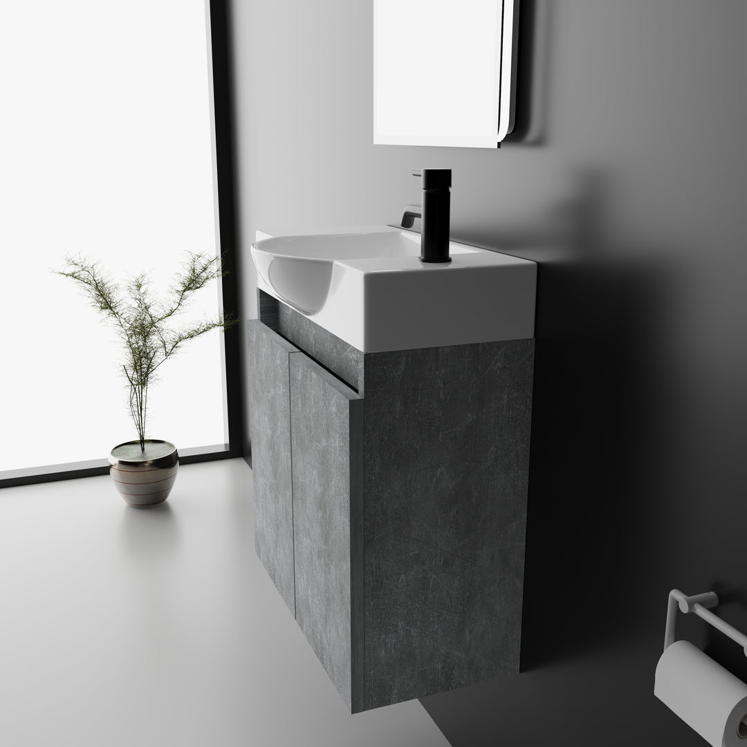 Alpenberger Lugano-550 Badmöbel Set Grau mit Soft-Close Unterschrank