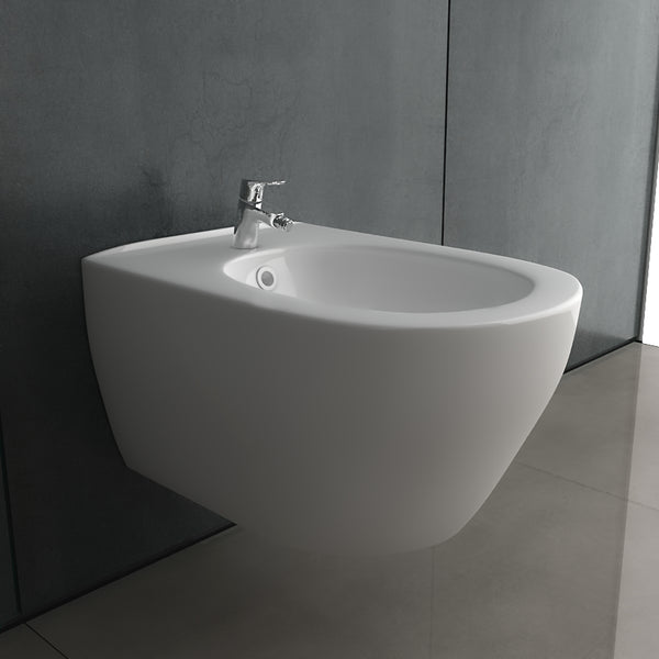 Alpenberger Diamond Hänge-Bidet spülrandlos – Wand-Bidet aus hochwertiger Sanitärkeramik – Oval, passend für Geberit