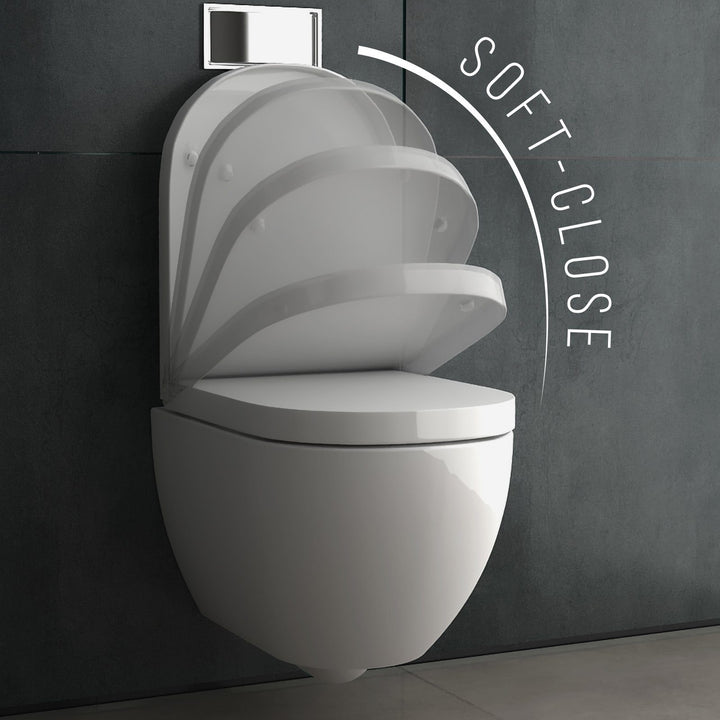 Alpenberger Wand-WC Komplettset spülrandlos mit Bidet-Funktion & Geberit Duofix UP320 Vorwandelement inkl. Soft-Close Sitz