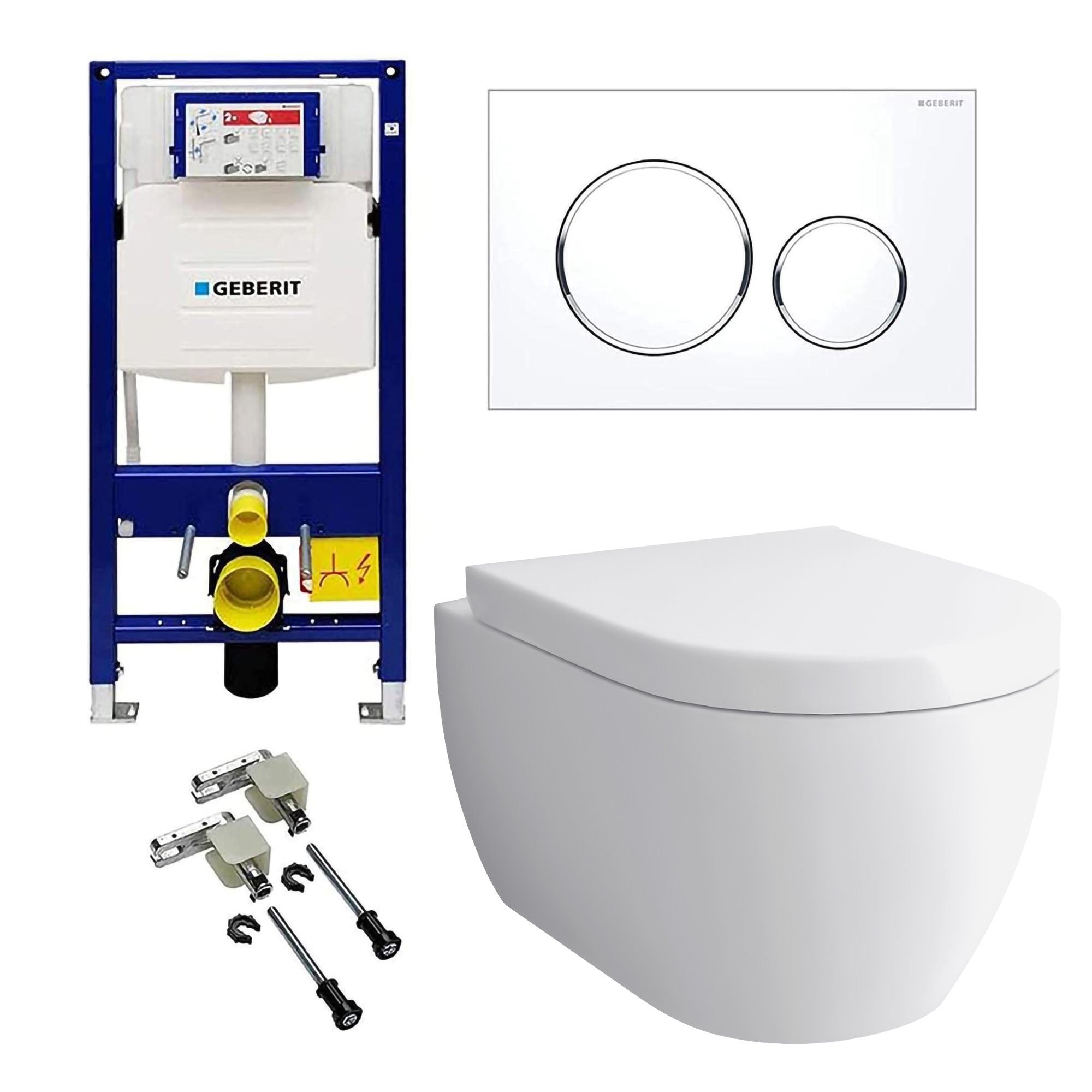 Alpenberger Wand-WC Set spülrandlos mit Bidet-Funktion & Geberit UP320 inkl. Sigma 20 Betätigungsplatte – Komplettset