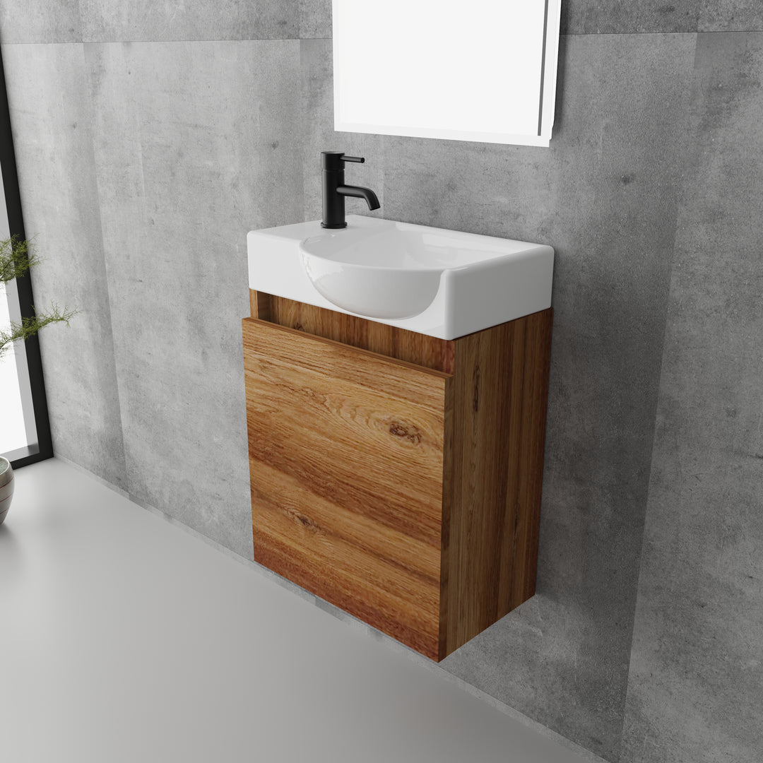 Alpenberger Lugano 450 Badmöbel Set Bamboo mit Softclose & LED Spiegel