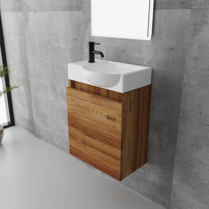Alpenberger Lugano 450 Badmöbel Set Bamboo mit Softclose & LED Spiegel