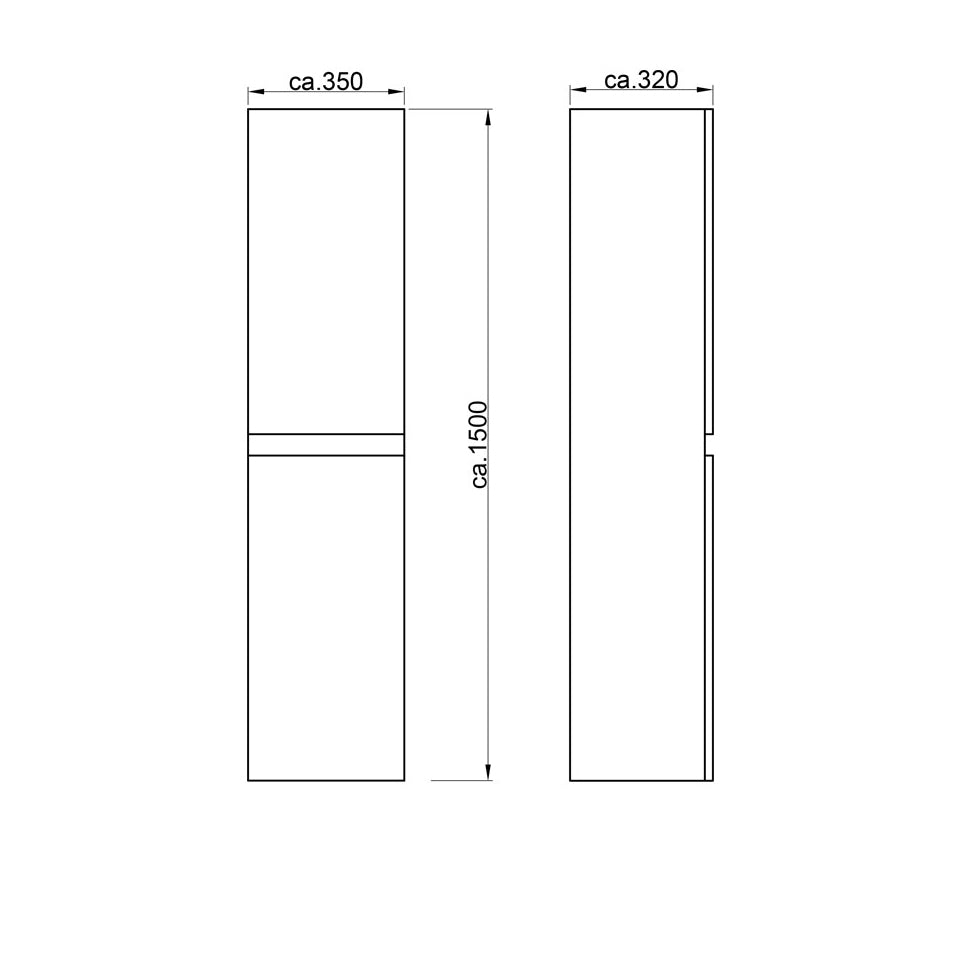 Alpenberger Lugano-H-150 Hochschrank, 2 Türen mit Softclose Funktion, Farbe Braun