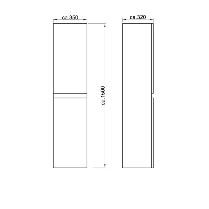 Alpenberger Lugano-H-150 Hochschrank, 2 Türen mit Softclose Funktion, Farbe Braun