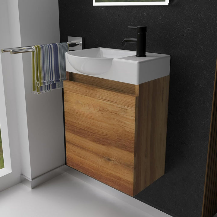 Alpenberger Keramik Waschbecken 340-Lugano-450 + Unterschrank Lugano-450 – Rechts oder Links – Verschiedene Farben