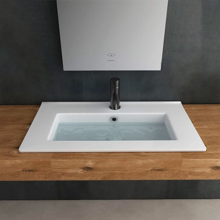 Alpenberger Mini-600 Aufsatz Waschbecken mit Nano, Hahnloch & Überlauf