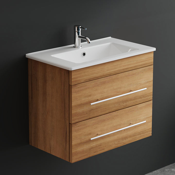 Alpenberger Keramik Waschbecken Mini 600/700/800 + Unterschrank Mini 600/700/800 | Weiß, Bamboo, Cement