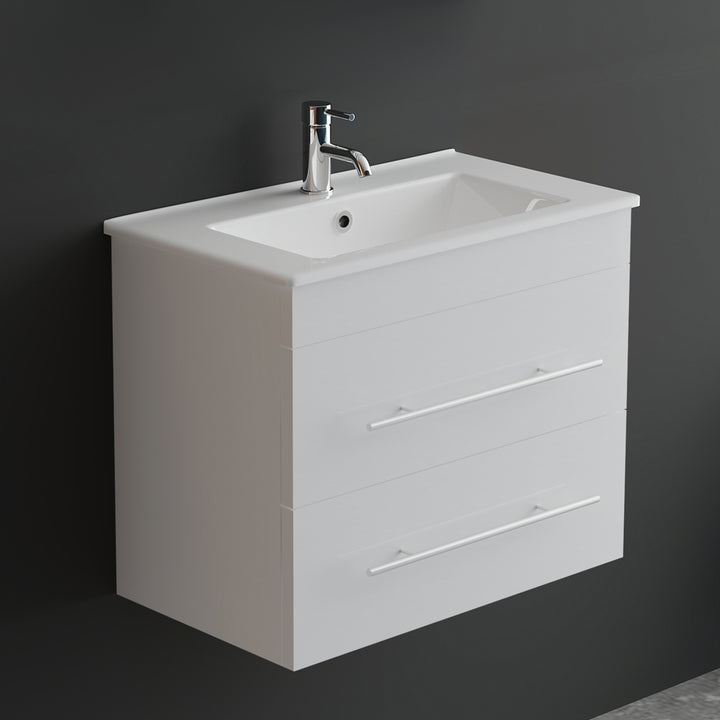 Alpenberger Keramik Waschbecken Mini 600/700/800 + Unterschrank Mini 600/700/800 | Weiß, Bamboo, Cement