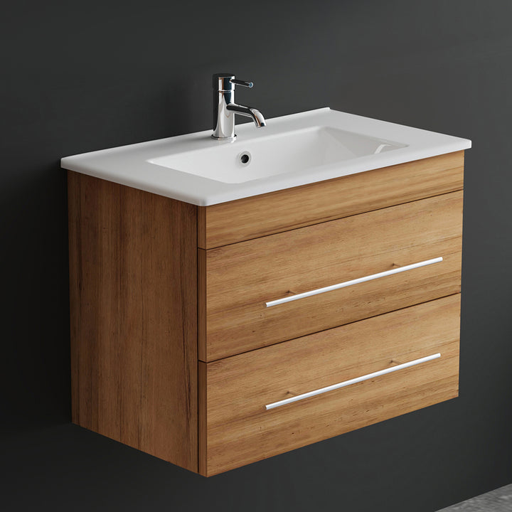 Alpenberger Keramik Waschbecken Mini 600/700/800 + Unterschrank Mini 600/700/800 | Weiß, Bamboo, Cement
