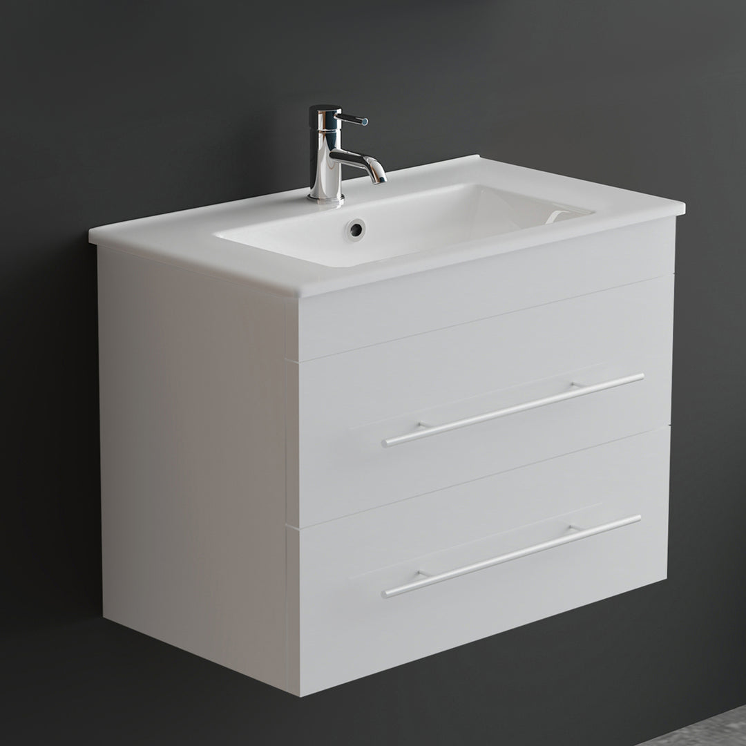 Alpenberger Keramik Waschbecken Mini 600/700/800 + Unterschrank Mini 600/700/800 | Weiß, Bamboo, Cement