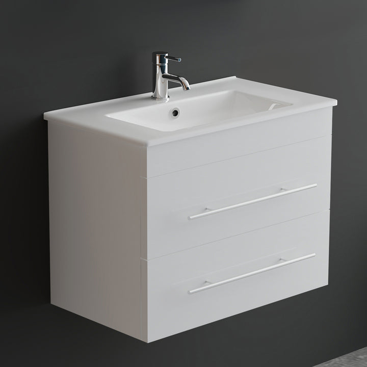 Alpenberger Keramik Waschbecken Mini 600/700/800 + Unterschrank Mini 600/700/800 | Weiß, Bamboo, Cement