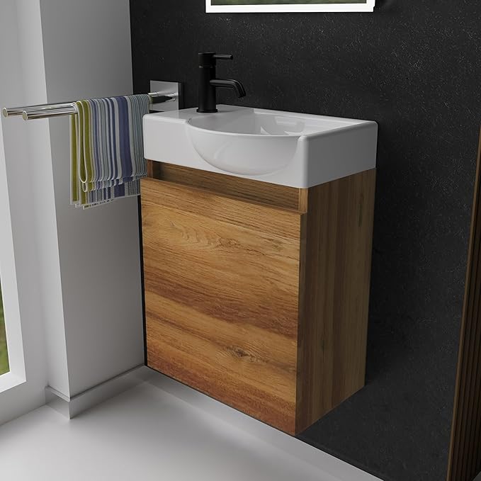 Alpenberger Keramik Waschbecken 340-Lugano-450 + Unterschrank Lugano-450 – Rechts oder Links – Verschiedene Farben