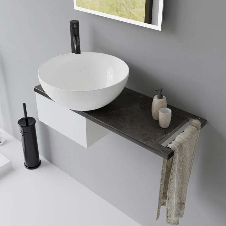Alpenberger Aufsatzwaschbecken Set – Design Aragon / Calacatta