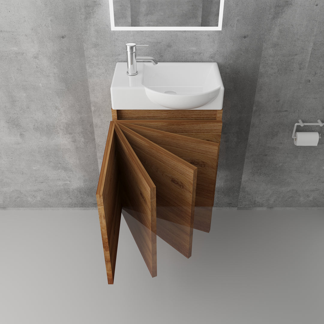 Alpenberger Lugano 450 Badmöbel Set Bamboo mit Softclose & LED Spiegel