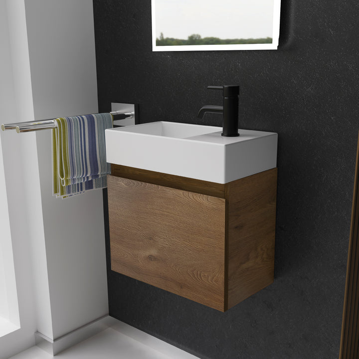 Alpenberger Keramik Waschbecken 450 KORA + Unterschrank KORA-450 – Modernes Badmöbel-Set für kleine Bäder