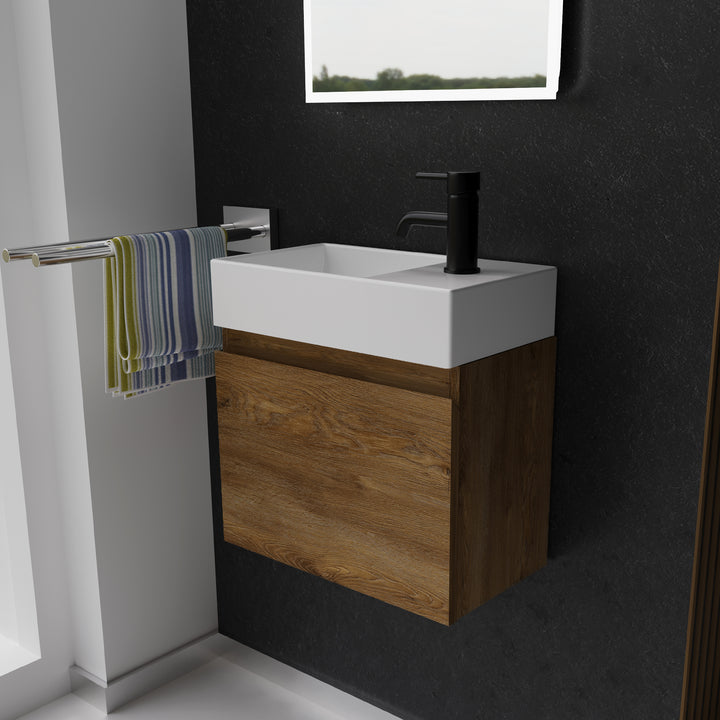 Alpenberger Keramik Waschbecken 450 KORA + Unterschrank KORA-450 – Modernes Badmöbel-Set für kleine Bäder