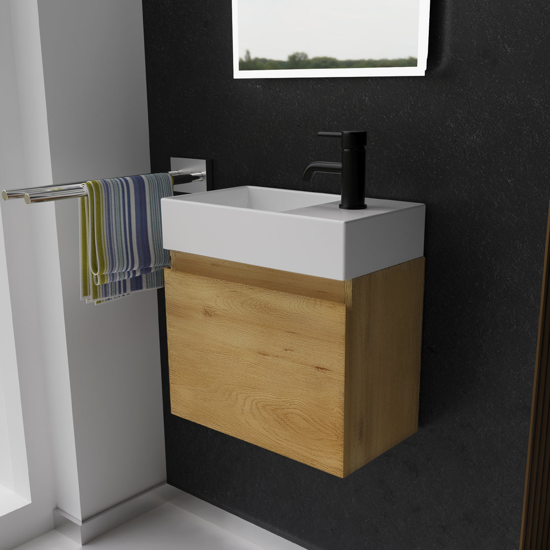 Alpenberger Keramik Waschbecken 450 KORA + Unterschrank KORA-450 – Modernes Badmöbel-Set für kleine Bäder