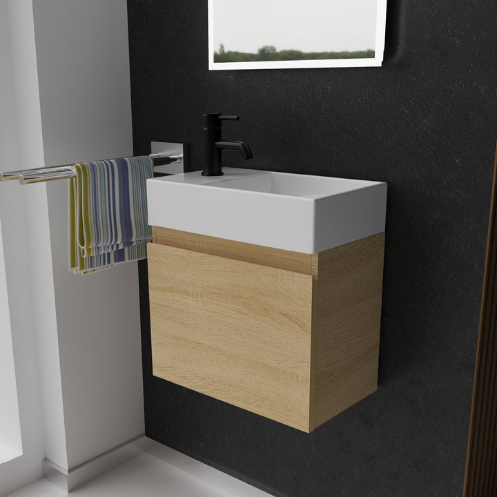 Alpenberger Keramik Waschbecken 450 KORA + Unterschrank KORA-450 – Modernes Badmöbel-Set für kleine Bäder