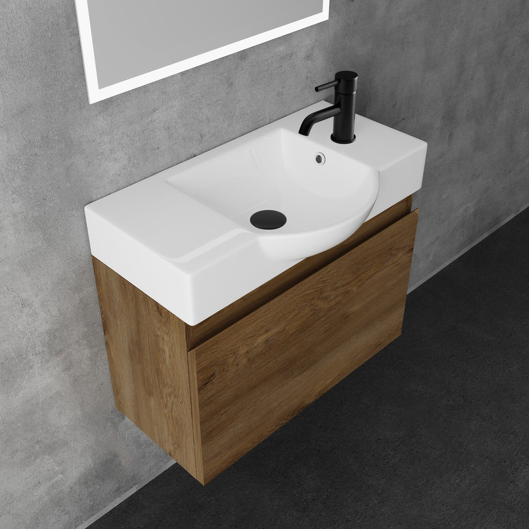 Alpenberger Keramik Waschbecken 340-Lugano-550 + Unterschrank KORA-550 | Optional mit LED Spiegel Viva 45