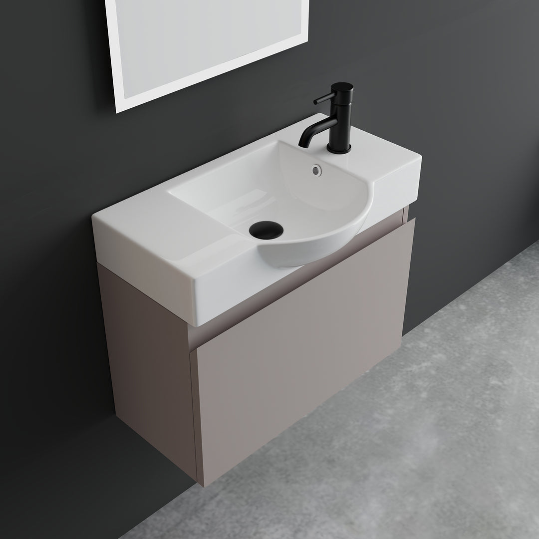 Alpenberger Keramik Waschbecken 340-Lugano-550 + Unterschrank KORA-550 | Optional mit LED Spiegel Viva 45