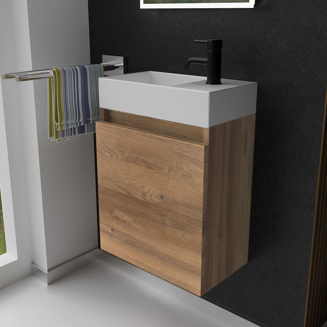 Alpenberger Keramik Waschbecken Kora-450 Rechts/Links + Unterschrank Lugano-450 Rechts/Links