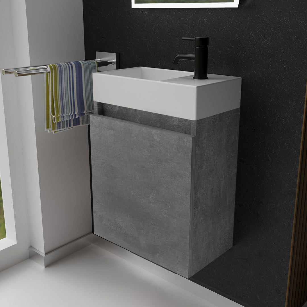 Alpenberger Keramik Waschbecken Kora-450 Rechts/Links + Unterschrank Lugano-450 Rechts/Links