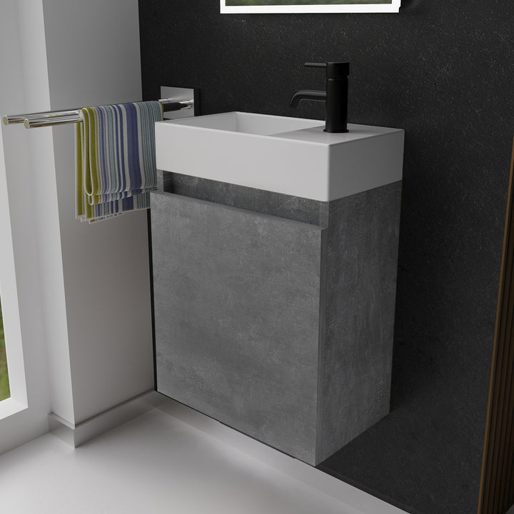 Alpenberger Keramik Waschbecken Kora-450 Rechts/Links + Unterschrank Lugano-450 Rechts/Links
