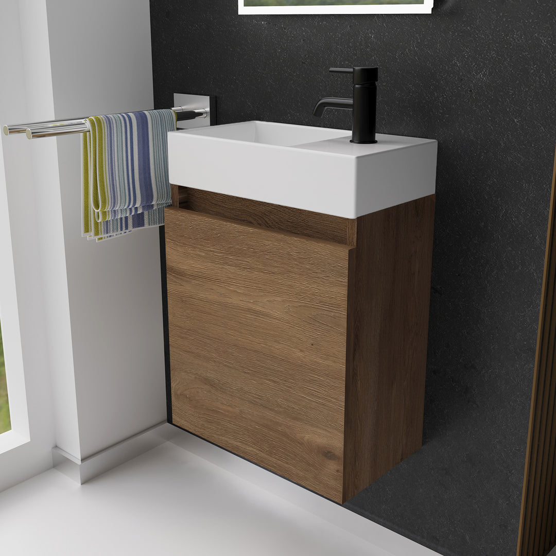 Alpenberger Keramik Waschbecken Kora-450 Rechts/Links + Unterschrank Lugano-450 Rechts/Links
