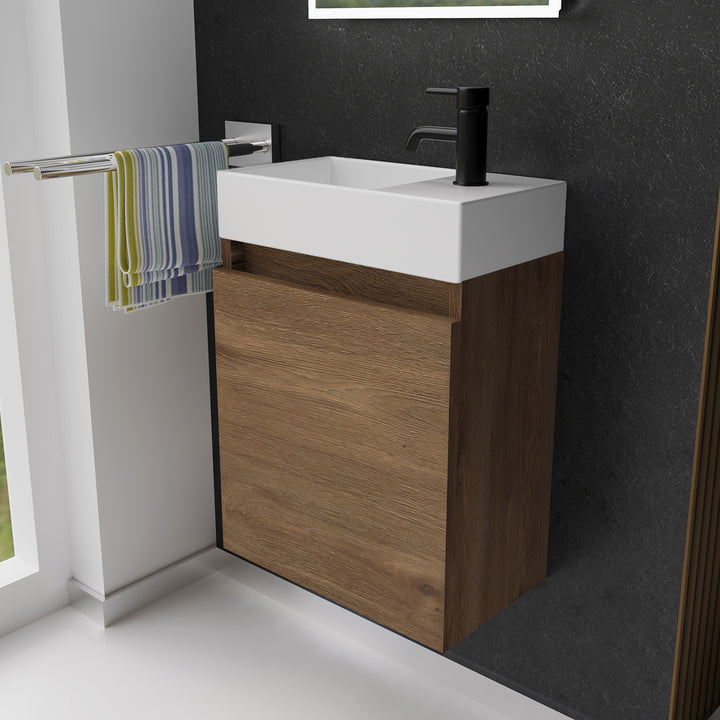 Alpenberger Keramik Waschbecken Kora-450 Rechts/Links + Unterschrank Lugano-450 Rechts/Links