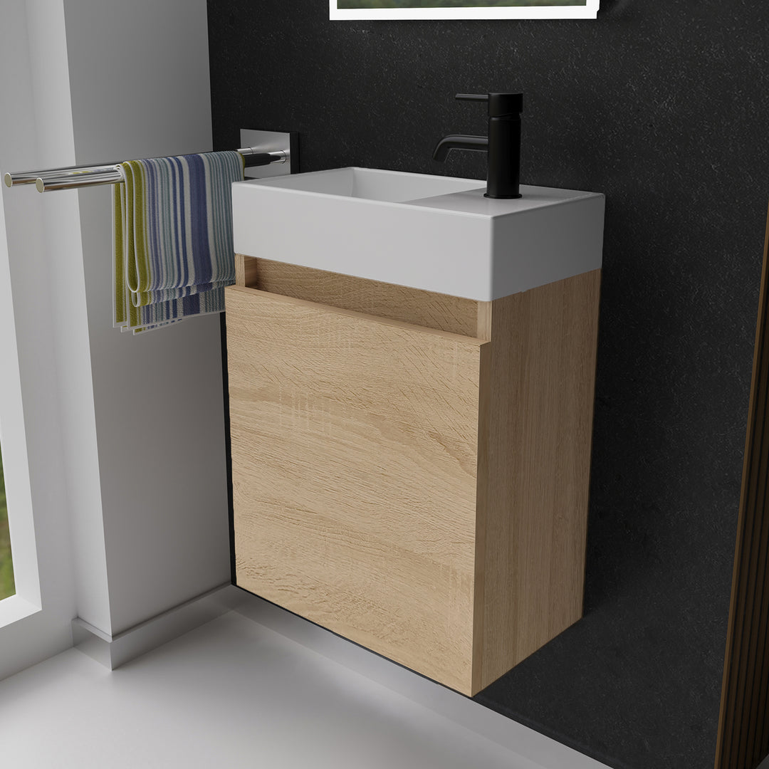 Alpenberger Keramik Waschbecken Kora-450 Rechts/Links + Unterschrank Lugano-450 Rechts/Links