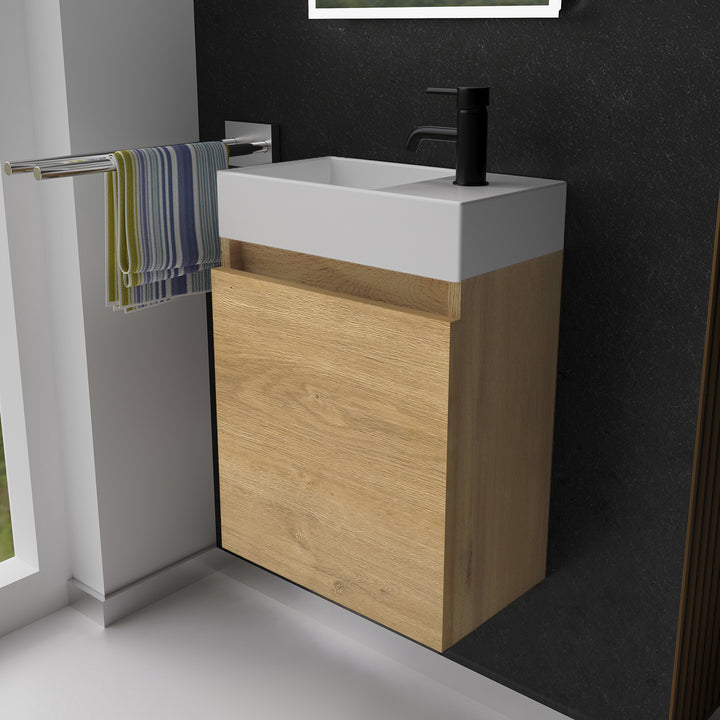 Alpenberger Keramik Waschbecken Kora-450 Rechts/Links + Unterschrank Lugano-450 Rechts/Links