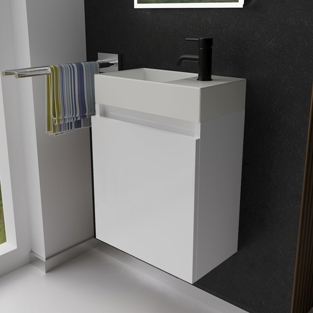 Alpenberger Keramik Waschbecken Kora-450 Rechts/Links + Unterschrank Lugano-450 Rechts/Links